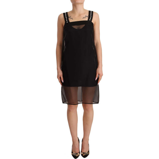 Dolce & Gabbana Black Silk Stretch Crystal Sheath Mini Dress DR28299 - 40