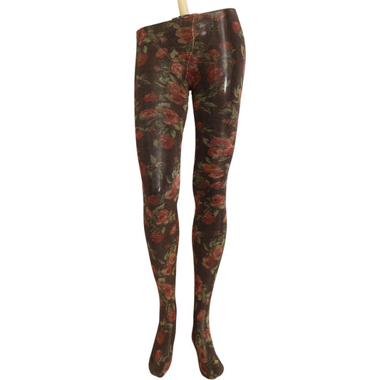Dolce & Gabbana Black Floral Print Stockings Nylon Tights SCS2021 -m