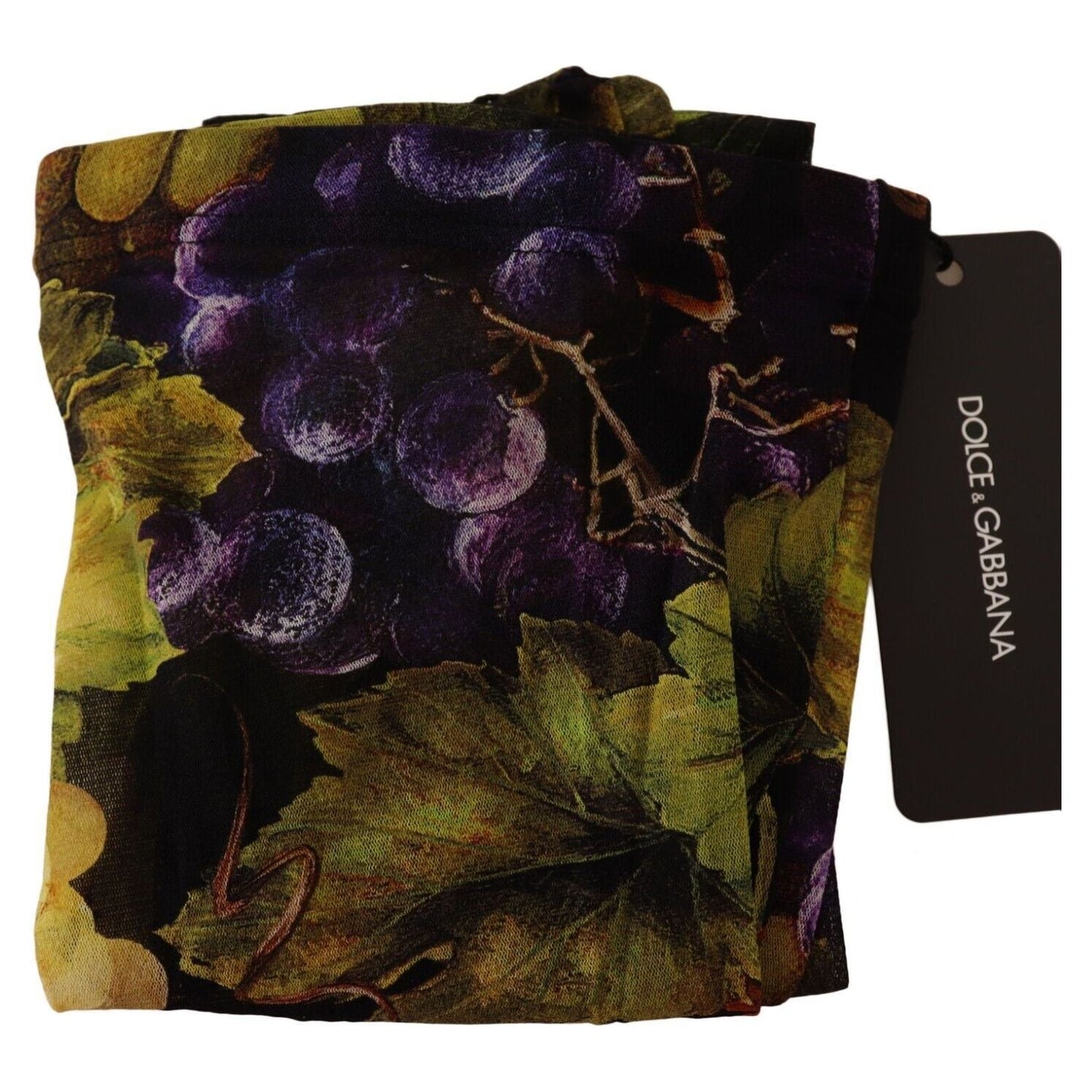 Dolce & Gabbana Black Grapes Print Stockings Tights