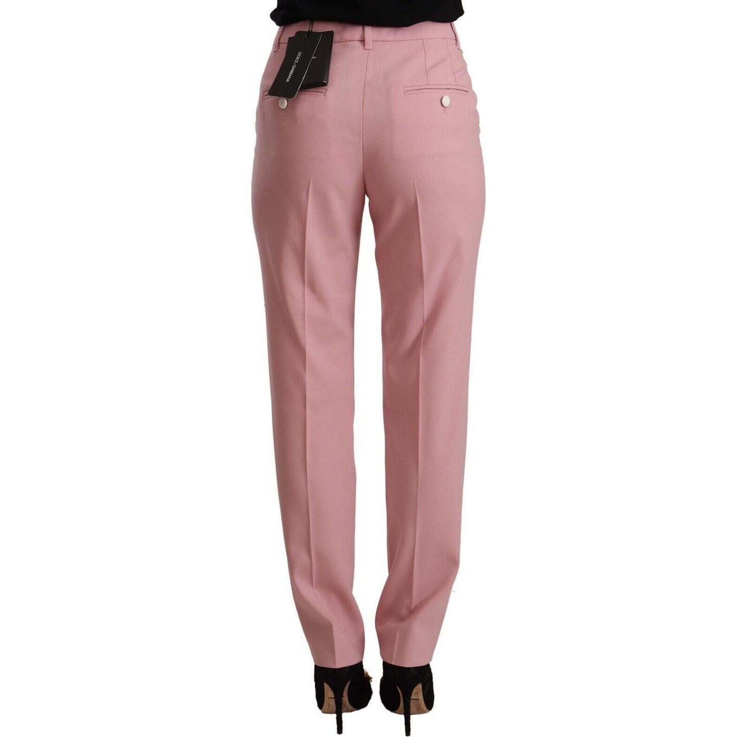 Dolce & Gabbana Pink Wool Stretch High Waist Trouser Pants PAN72515 - 42