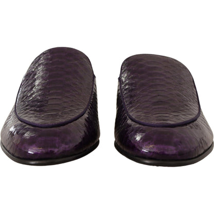 Dolce & Gabbana Purple Exotic Leather Flats Slides Shoes