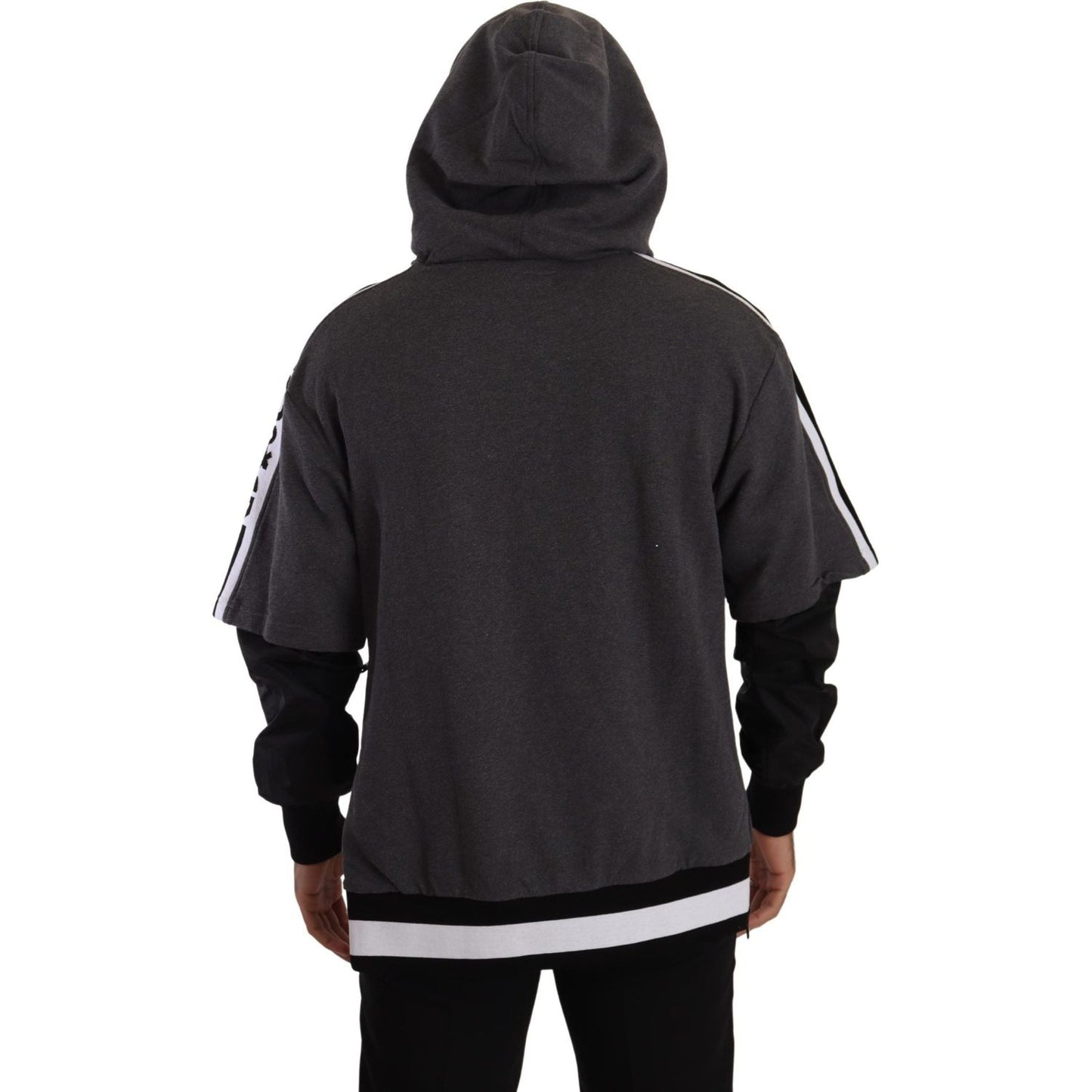 Dolce & Gabbana Gray Black Cotton Hooded #DGMILLENNIALS Sweater