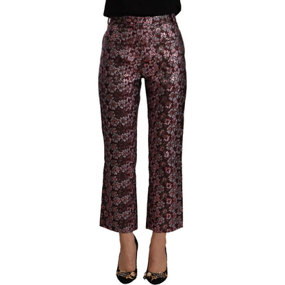 House of Holland Multicolor Floral Jacquard Flared Cropped Pants