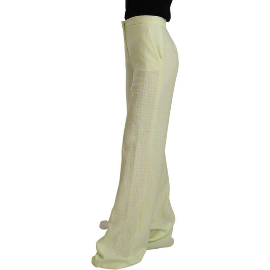 MSGM Yellow Green Cotton High Waist Straight Long Pants PAN72609 - 42