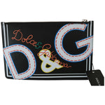 Dolce & Gabbana Black DG Print Mens Zipper Coin Purse Leather Wallet VAS9333