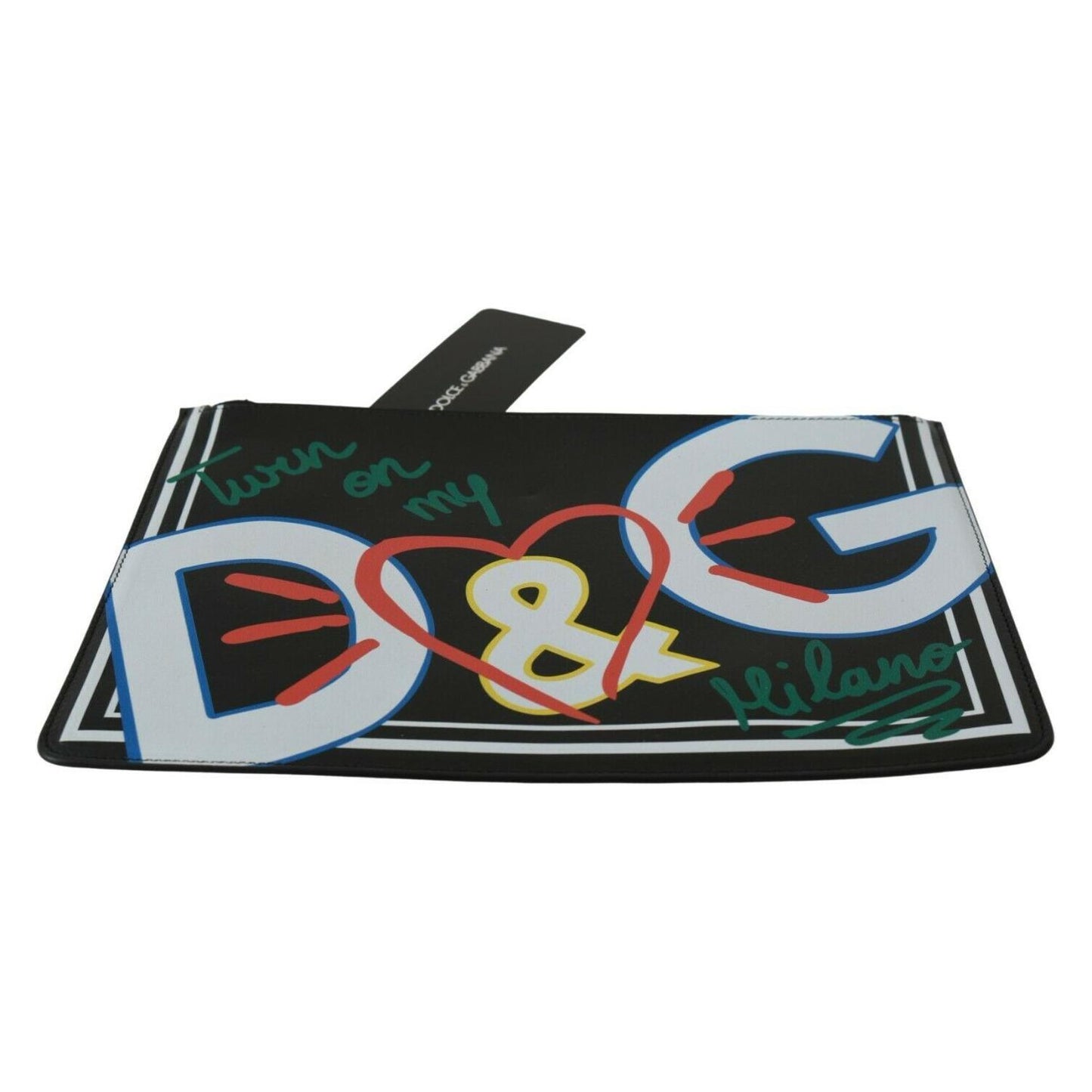 Dolce & Gabbana Black DG Print Mens Zipper Coin Purse Leather Wallet VAS9333