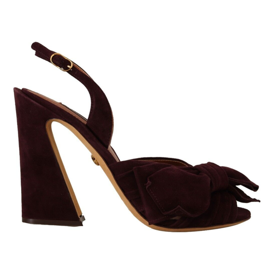 Dolce & Gabbana Dark Purple Suede Ankle Strap Sandals Shoes LA9638 - 39