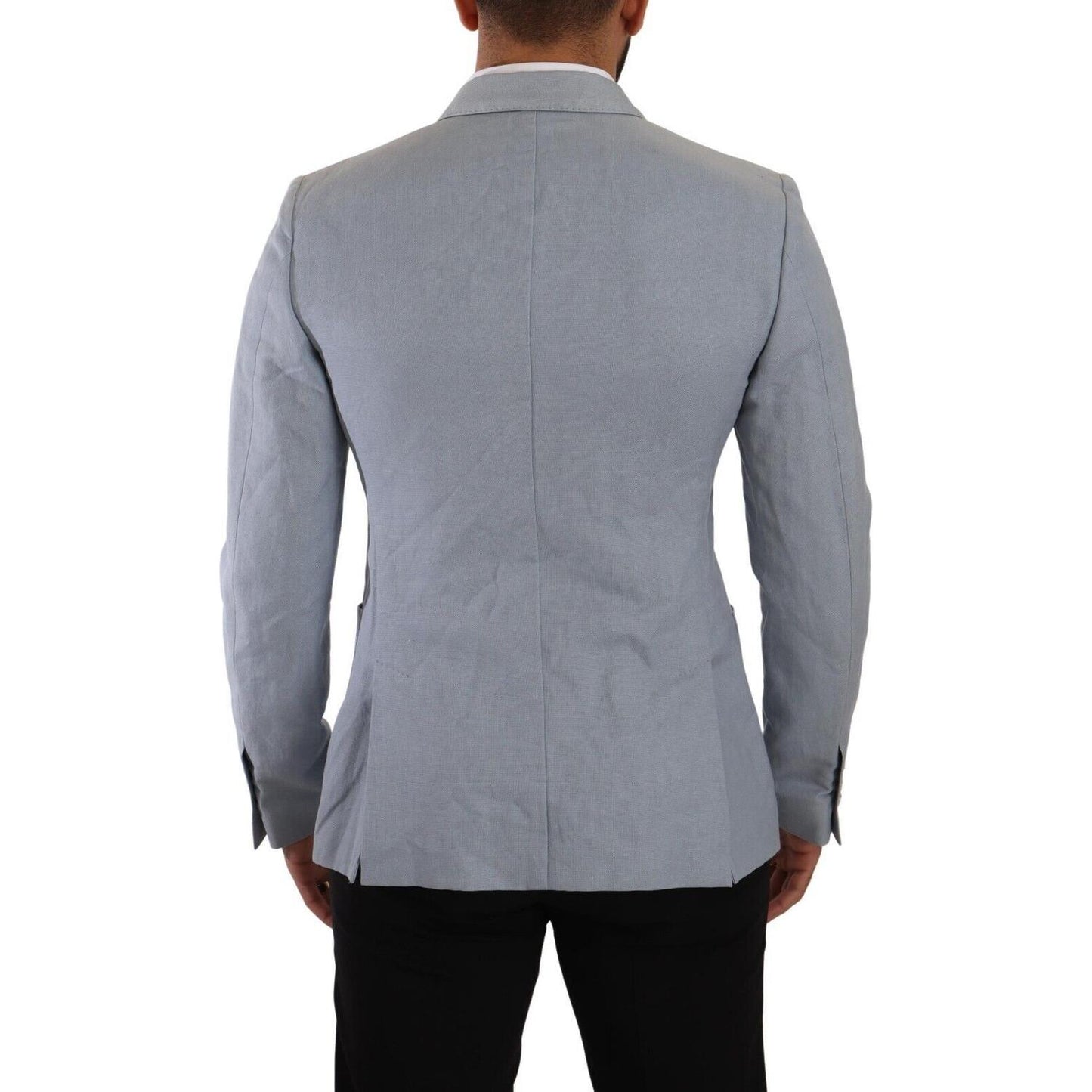 Dolce & Gabbana Blue Cotton Linen Slim Fit Jacket Coat Blazer JKT3303 - 50
