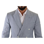 Dolce & Gabbana Blue Cotton Linen Slim Fit Jacket Coat Blazer JKT3303 - 50