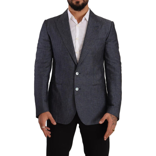 Dolce & Gabbana Blue Linen Cotton Jacket TAORMINA Blazer KOS1921 - 48