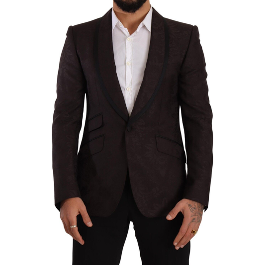 Dolce & Gabbana Purple Jacquard Single Breasted SICILIA Blazer KOS1923-48