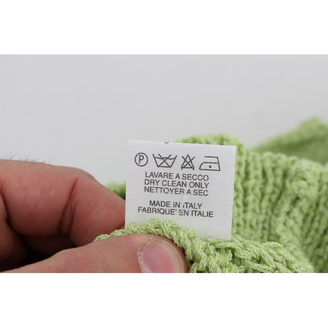 优雅绿色针织无袖背心毛衣