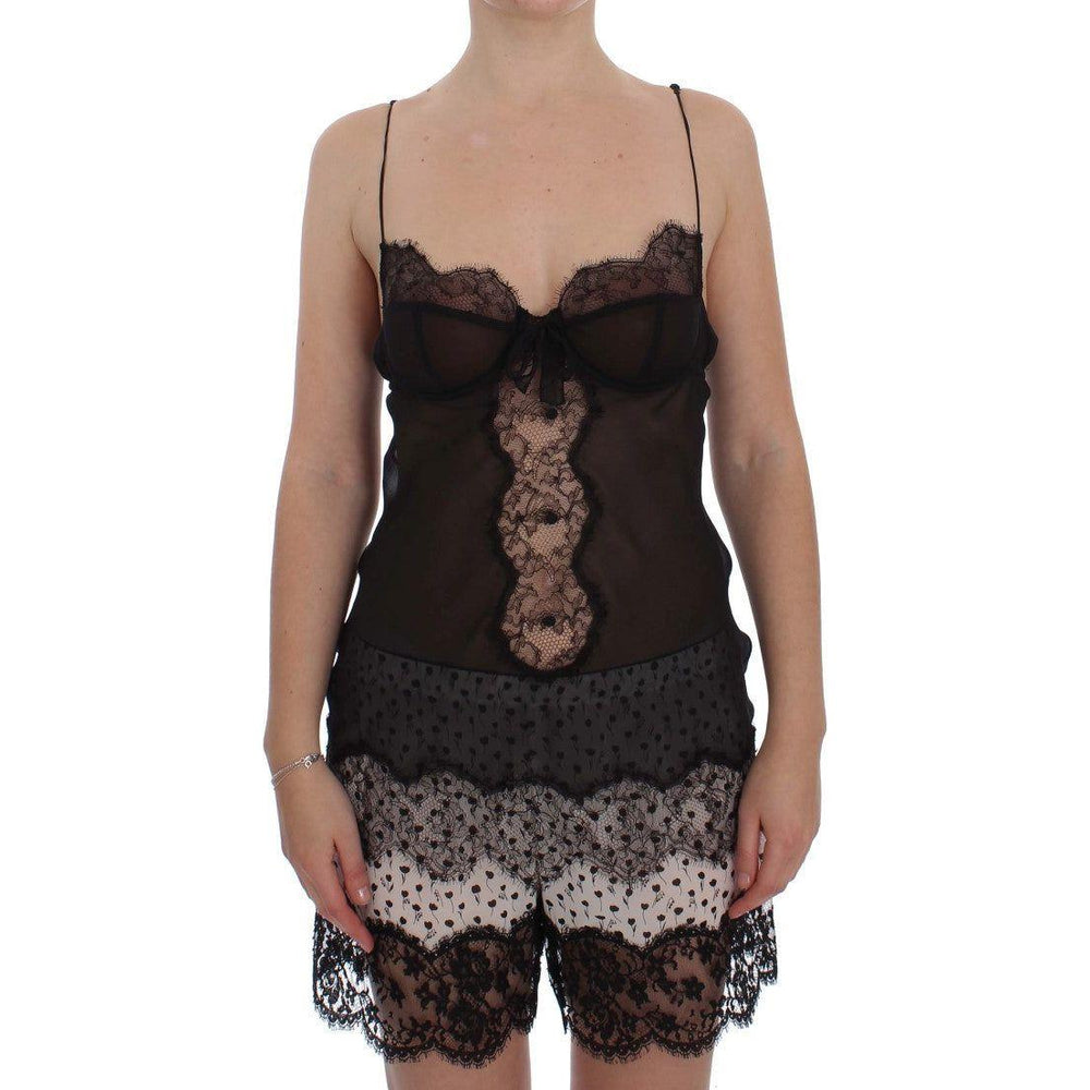 Dolce & Gabbana Black Silk Lace Babydoll Lingerie Top SIG30084-4