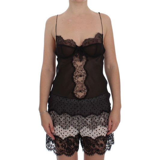 Dolce & Gabbana Black Silk Lace Babydoll Lingerie Top SIG30084-4
