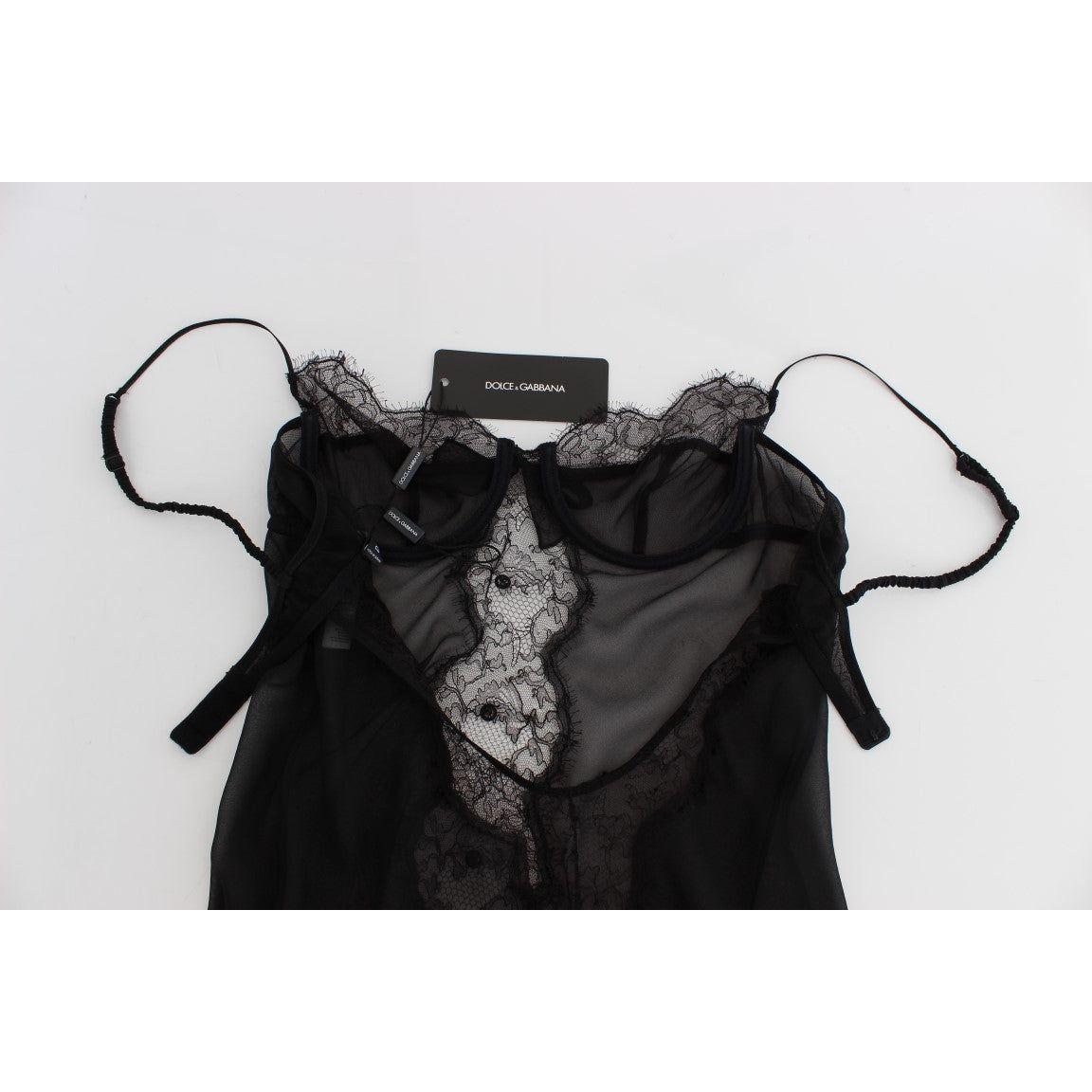 Dolce & Gabbana Black Silk Lace Babydoll Lingerie Top SIG30084-4