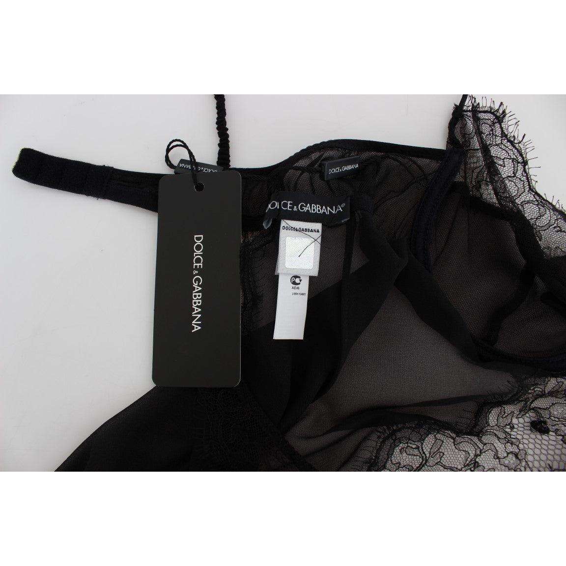 Dolce & Gabbana Black Silk Lace Babydoll Lingerie Top SIG30084-4