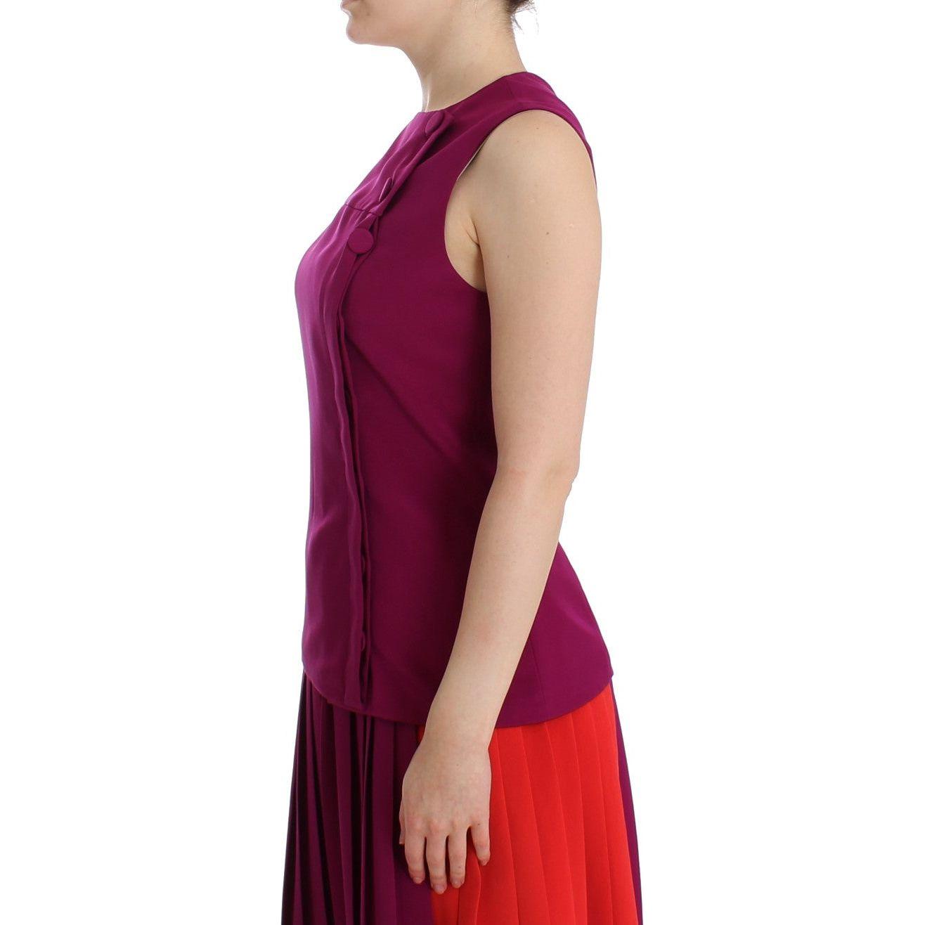 بلوزة باربرا كاساسولا الحريرية المذهلة بدون أكمام باللون الأرجواني