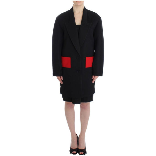 KAALE SUKTAE Black Coat Trench Long Draped Jacket Blazer SIG12602-3