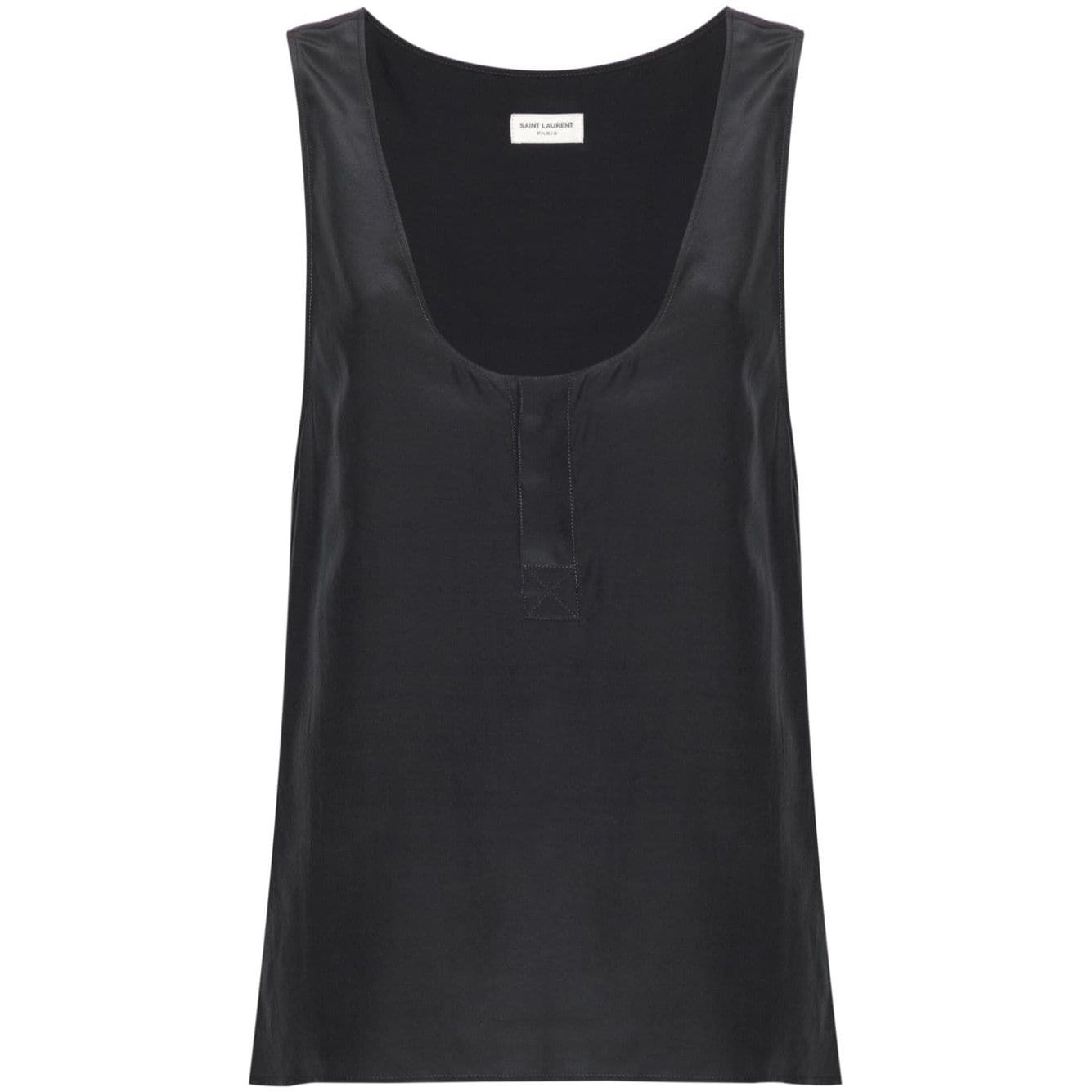 Saint Laurent Henley-neck silk tank top