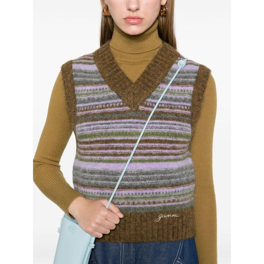 Ganni Striped v-neck vest K2356838-P25