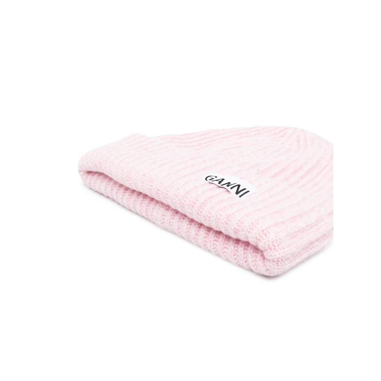 Ganni Oversized Wool Rib Knit Beanie