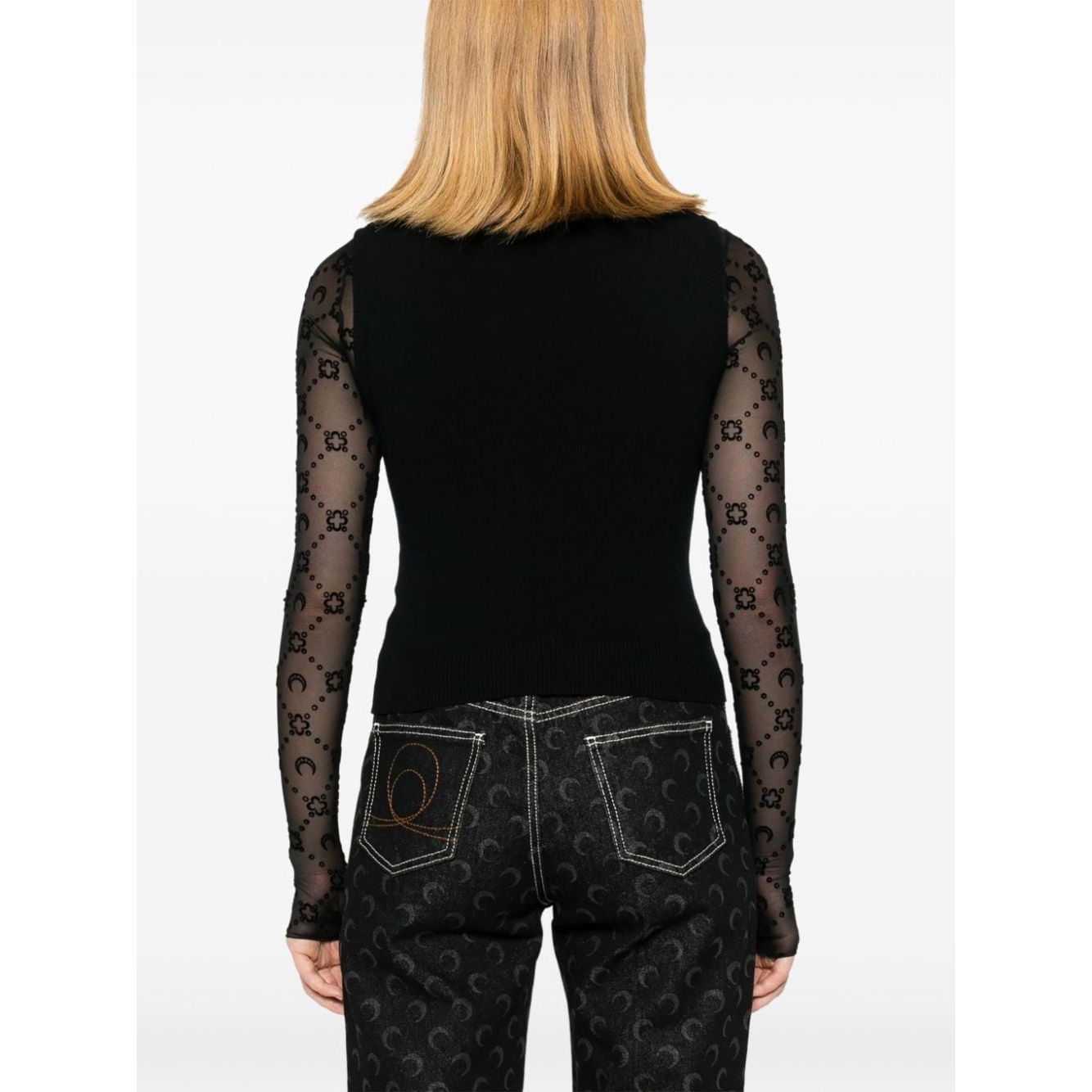 Marine Serre Crescent Moon-embroidered tank top