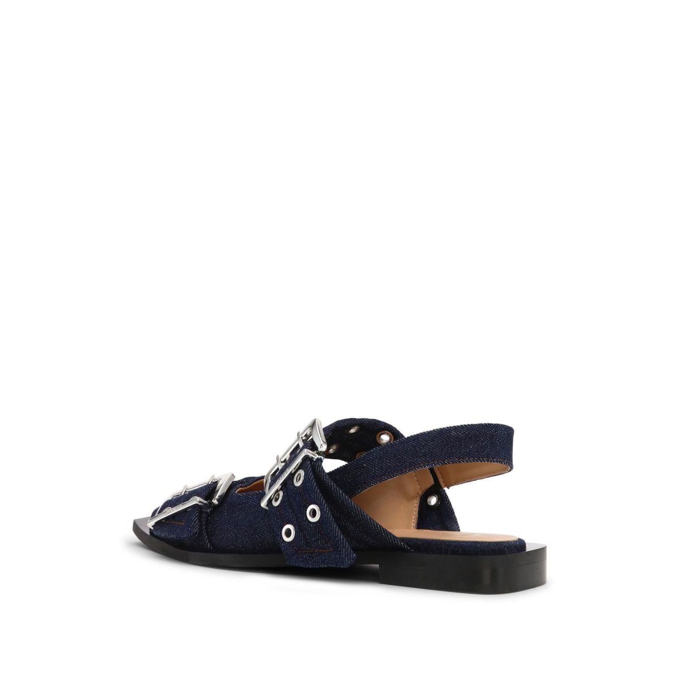 Ganni Denim Feminine Buckle Ballerinas