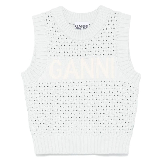 Ganni Openwork cotton vest K2348628-P25