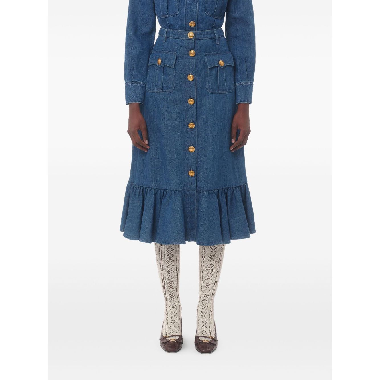 Valentino Denim Midi Skirt