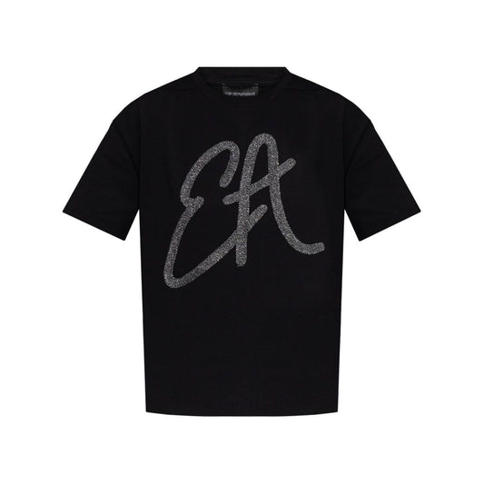 Emporio Armani Cotton-jersey T-shirt with oversized lurex logo