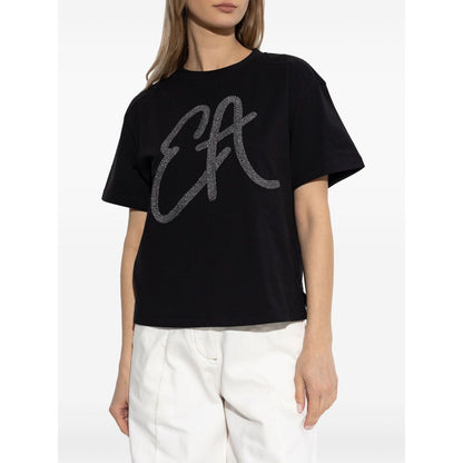 Emporio Armani Cotton-jersey T-shirt with oversized lurex logo