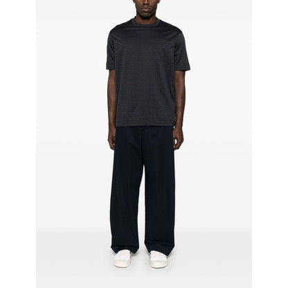 Emporio Armani jersey T-shirt with all-over flocked logo lettering Topwear