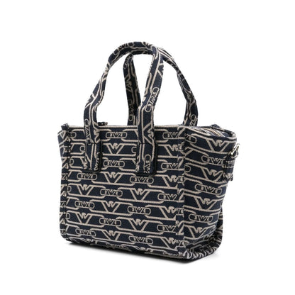 Emporio Armani Small tote bag in all-over monogram jacquard canvas