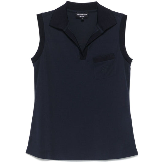 Emporio Armani Icon micro piquet crepe jersey top