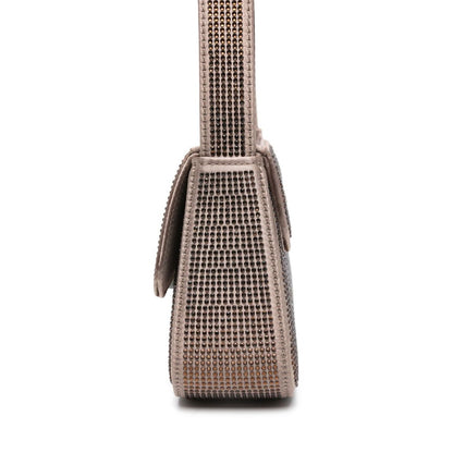 Emporio Armani Satin shoulder bag with rhinestones