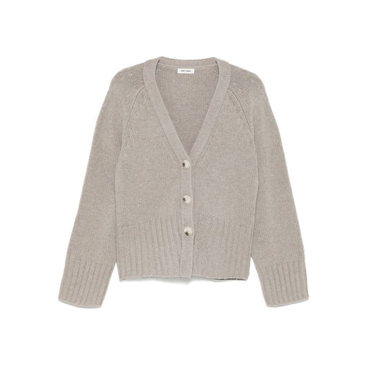 SOFT GOAT Sweaters Light Grey cashmere cardigan with button fastening and ribbed trim