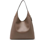 Coach Brooklyn leather hobo bag in light brown calf leather with logo stamp, single shoulder strap, and internal patch pocket.