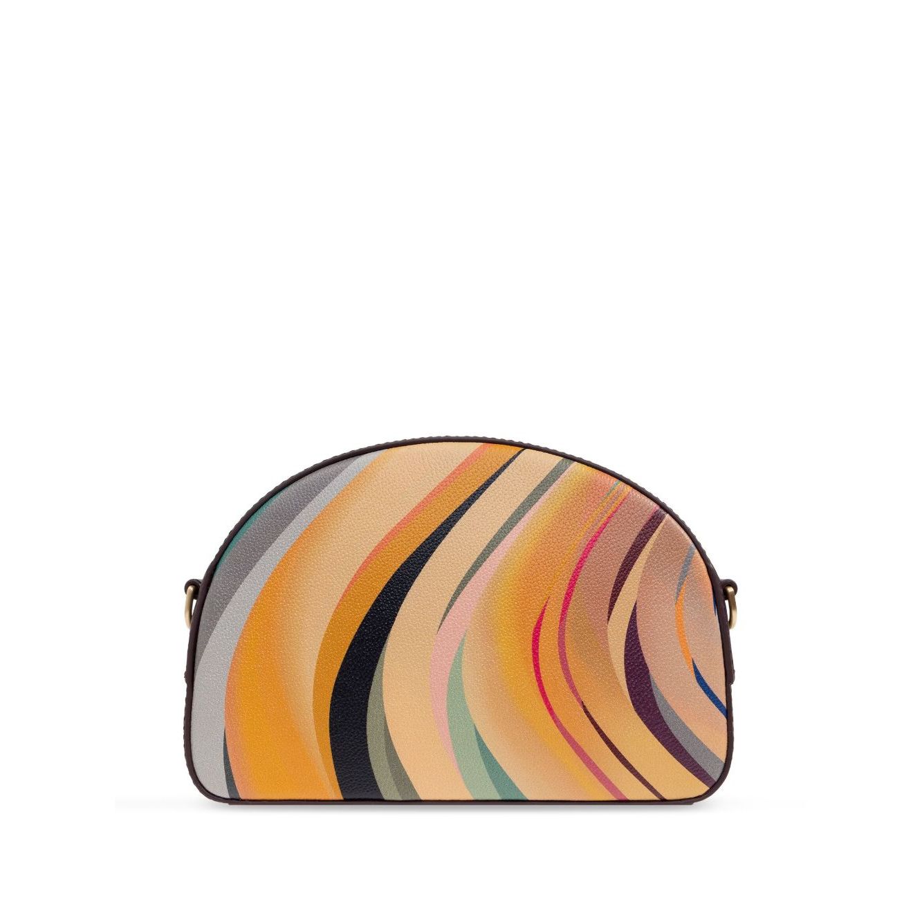 Paul Smith Swirl leather crossbody bag in cedar brown with top zip fastening and detachable shoulder strap, front logo print, stylish design.