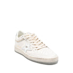 Golden Goose Ball Star sneakers with ecru lace-up, perforated detailing, and star patch on leather, featuring a 2.5 cm rubber sole heel.