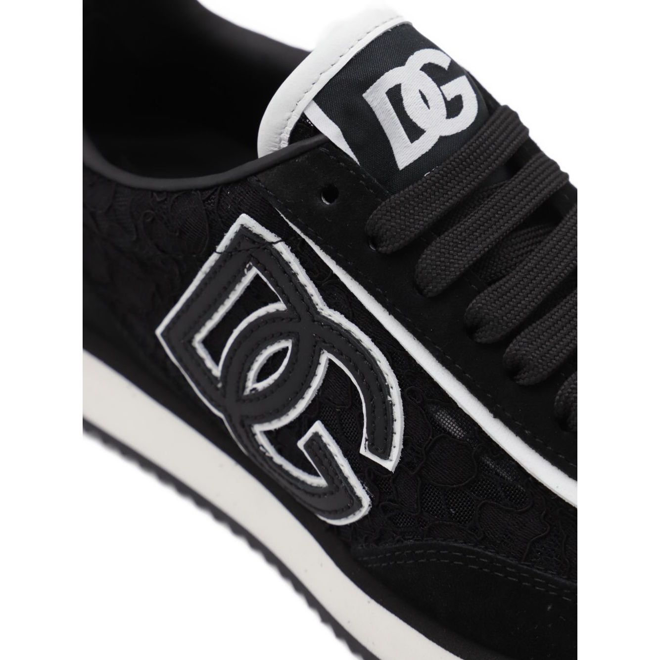 Dolce & Gabbana Sneakers Black with lace-up fastening, rubber sole, branded heel counter, and logo patch at the tongue.
