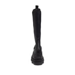Back view of GANNI Boots Black showcasing black faux-leather upper, chunky lug sole, and pull-tab details.