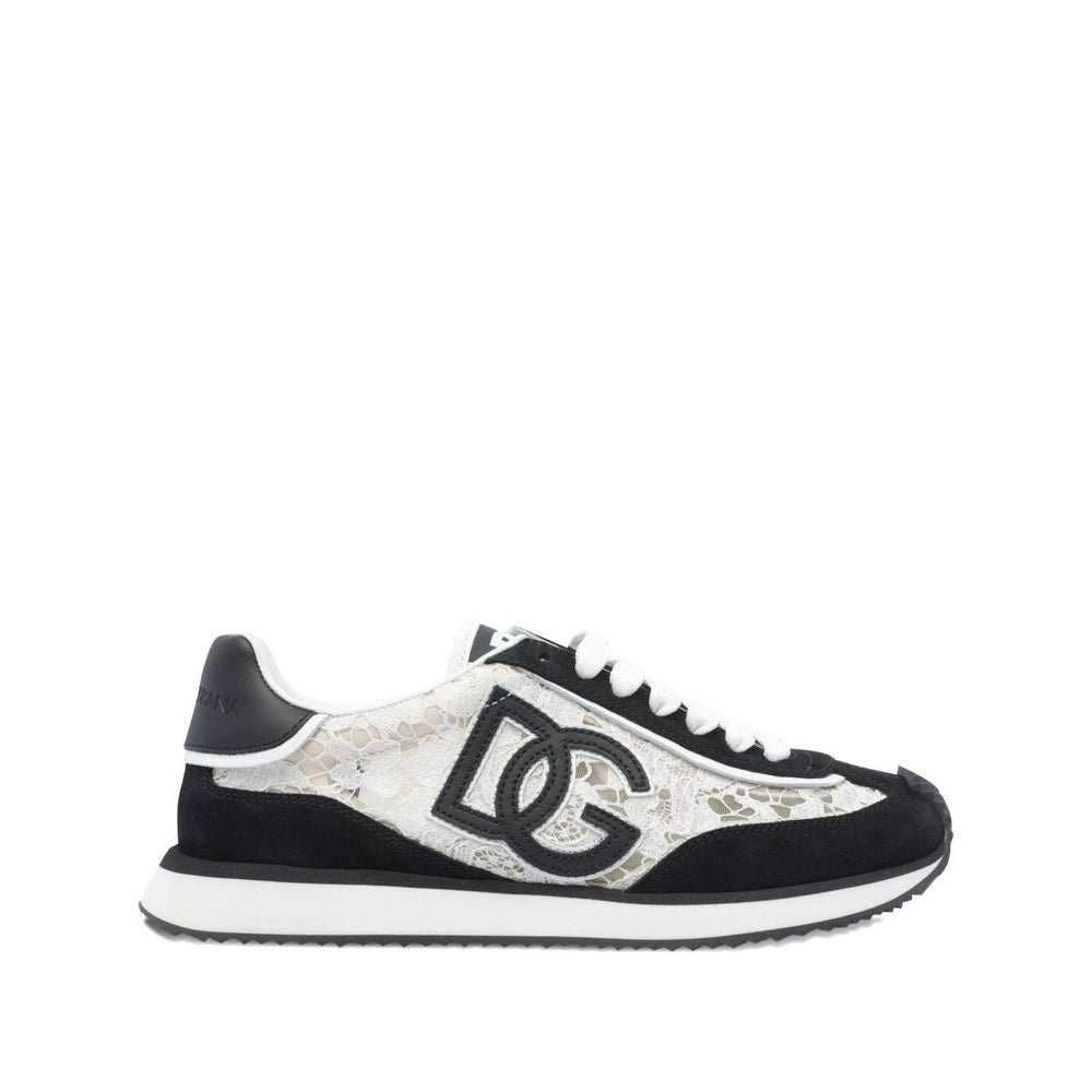 Dolce & Gabbana Sneakers White with logo patch, rubber sole, and branded heel counter, showcasing stylish lace design.
