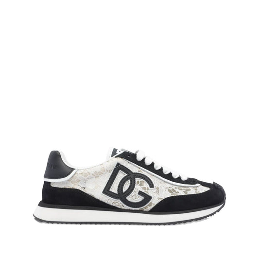 Dolce & Gabbana Sneakers White with logo patch, rubber sole, and branded heel counter, showcasing stylish lace design.