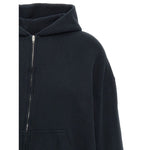 Balenciaga Sweaters Black hoodie with front zip, dropped shoulders, and back embroidery.