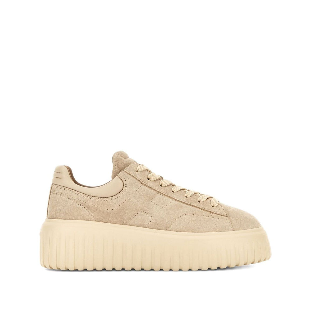 Hogan Pre Sneakers Hogan H-Stripes beige leather sneakers with lace-up fastening and branded features.