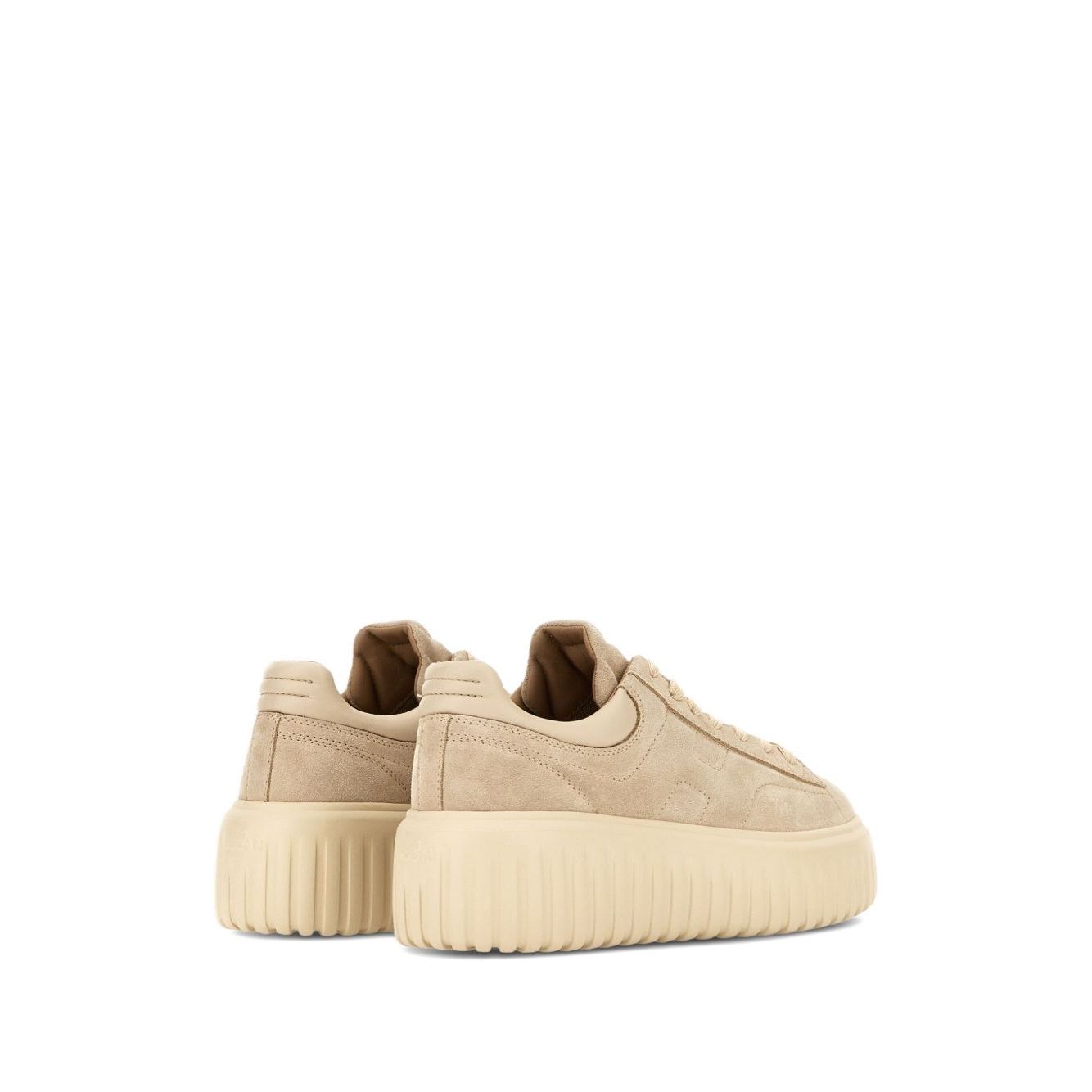 Hogan Pre Sneakers Hogan H-Stripes in beige front lace-up design with logo-embroidered tongue and branded insole. Leather material.