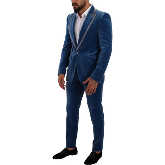 Dolce & Gabbana Blue SICILIA Velvet Slim Fit 2 Piece Suit KOS1929 - 48