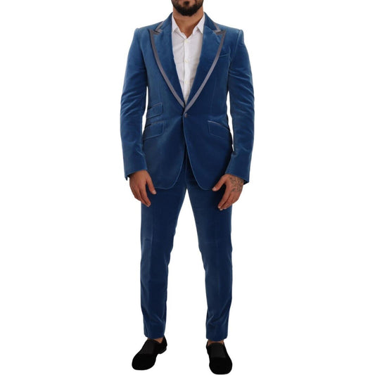 Dolce & Gabbana Blue SICILIA Velvet Slim Fit 2 Piece Suit KOS1929 - 48