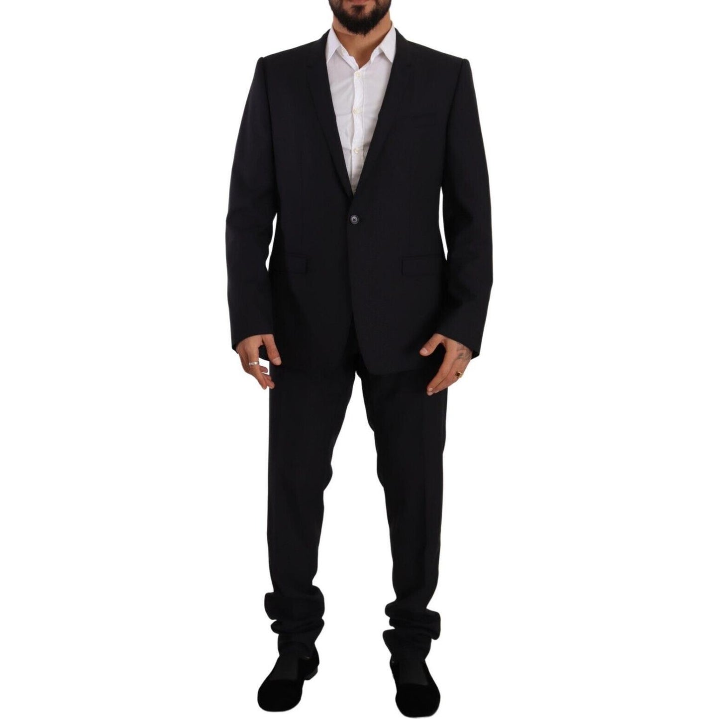 Dolce & Gabbana Blue GOLD Wool Single Breasted 2 Piece Suit