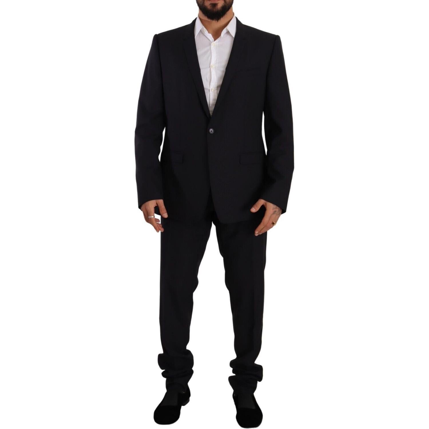 Dolce & Gabbana Blue GOLD Wool Single Breasted 2 Piece Suit